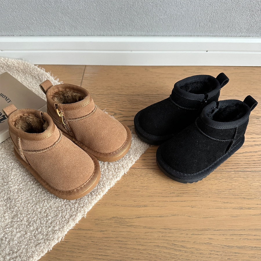Bottes de neige pour bébés en bas âge avec fourrure épaisse, bottines d'hiver pour enfants, bottes courtes chaudes pour garçons et filles, taille