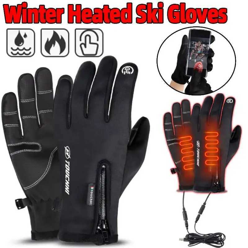 USB Touch Screen Gloves Heating Thermal Gloves Winter Ski Gloves AntiSlip Electric Hand Warmer for Cycling Driving Hiking J251204-image-1087177601