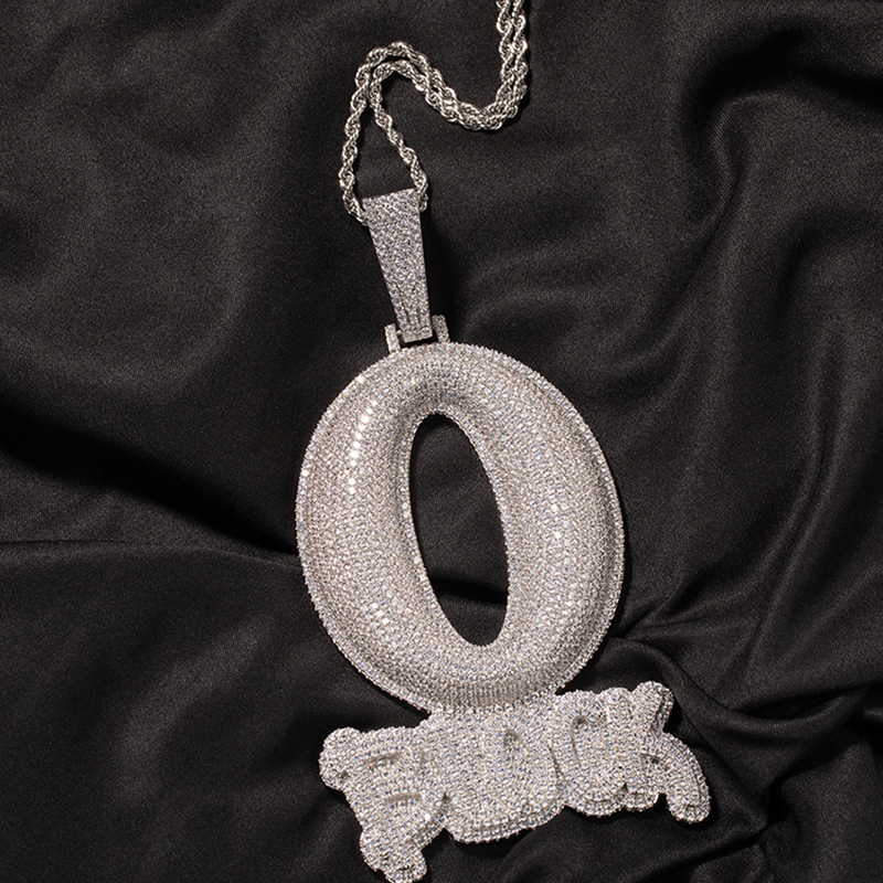Dainty Adjustable Pendant Necklace Hip Hop Large Art Letter O BLOCK Pendant Necklace Topbling Full Zircons Jewelry Cool Men Gift open photo locket p