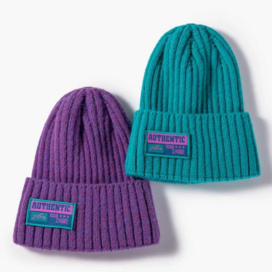 Womens Winter Knit Beanie Solid Color Fashion Label Cap Skullies Warm Comfortable Casual Style Hat for All SeasonsXJ251017