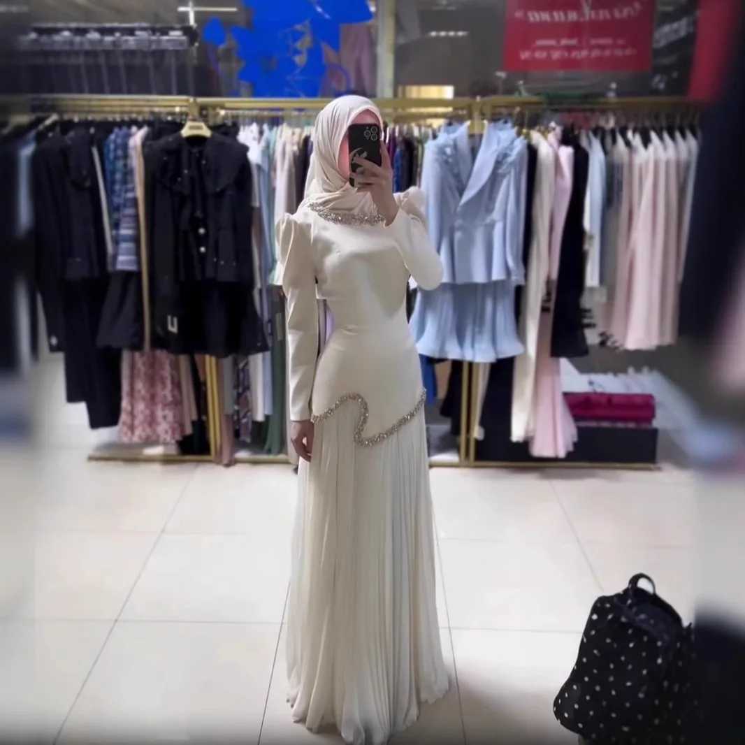 Abaya Pleated Dress Women Dubai Dresses Sequins Lace Up Islam Vestidos Long Robe Jalabiya Morocco Kaftan Eid Muslim Ramadan W251016-image-1080241045