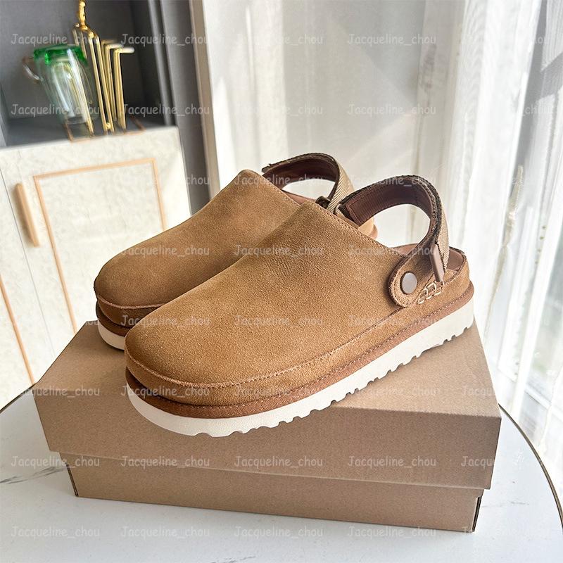 Designer Goldenstar Clog Slippers Women Men Winter Fur Slides Genuine Leather Golden Star Slipper Beach Tazz Tasman Chestnut Sand Winter Shoes EU