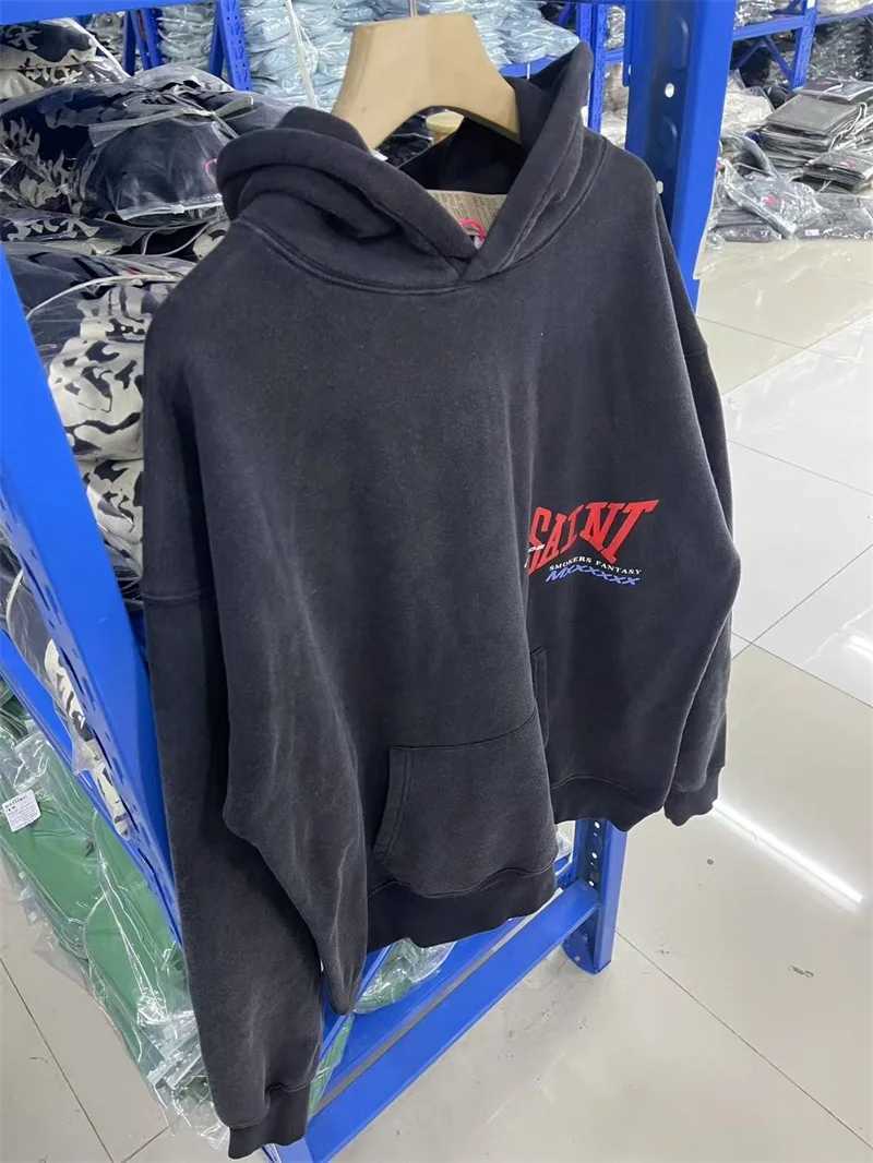 Lettre imprimée SAINT Mxxxxxx sweat à capuche hommes femmes 11 haute qualité noir lavé classiques sweats J251119