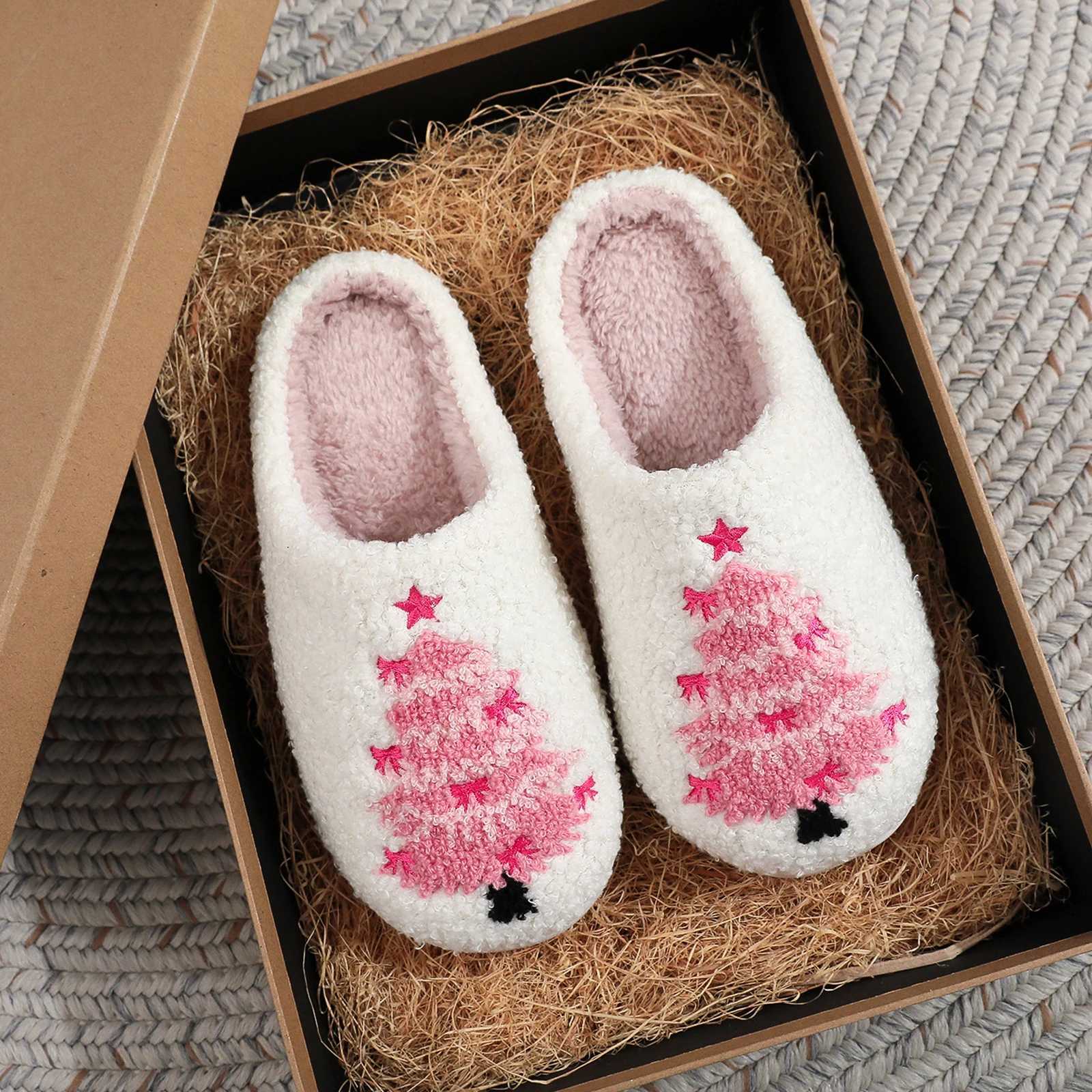 Autumn Winter Christmas Plush Cute Nonslip Cotton Slipper Warm Fuzzy for Indoor Outdoor Use T251016