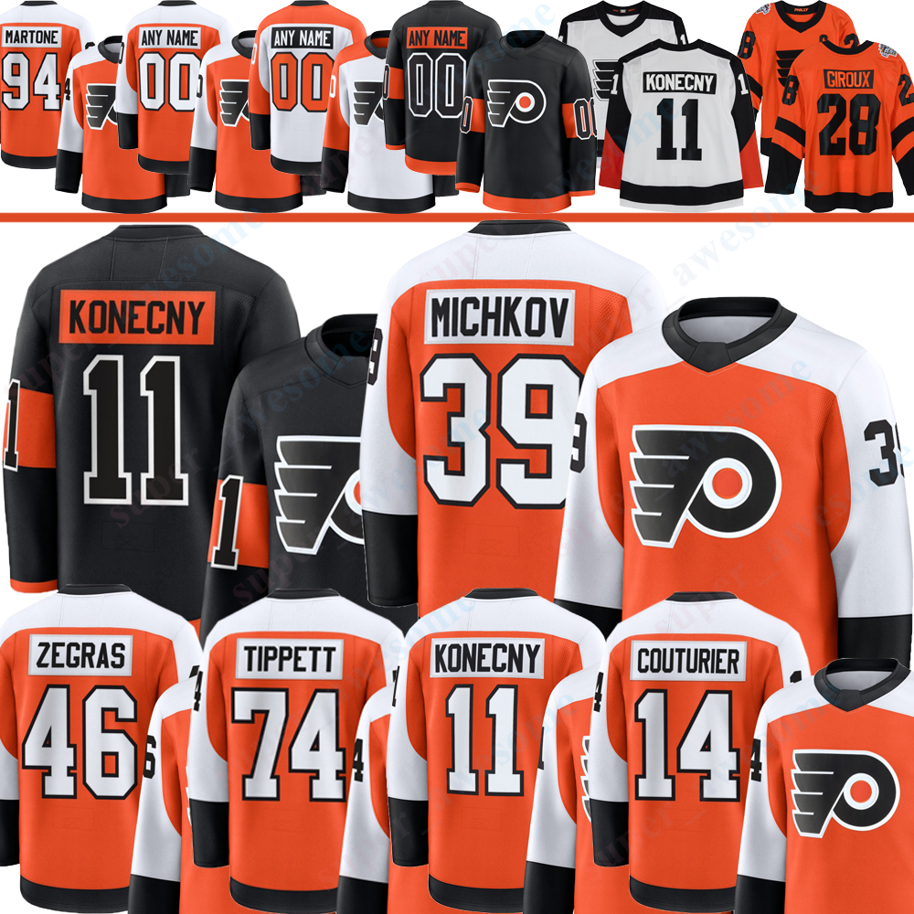 #39 Matvei Michkov flyer jersey #46 Trevor Zegras Porter Martone Noah Cates Sean Couturier Travis Konecny Owen Tippett Bobby Clarke Samuel Ersson Er