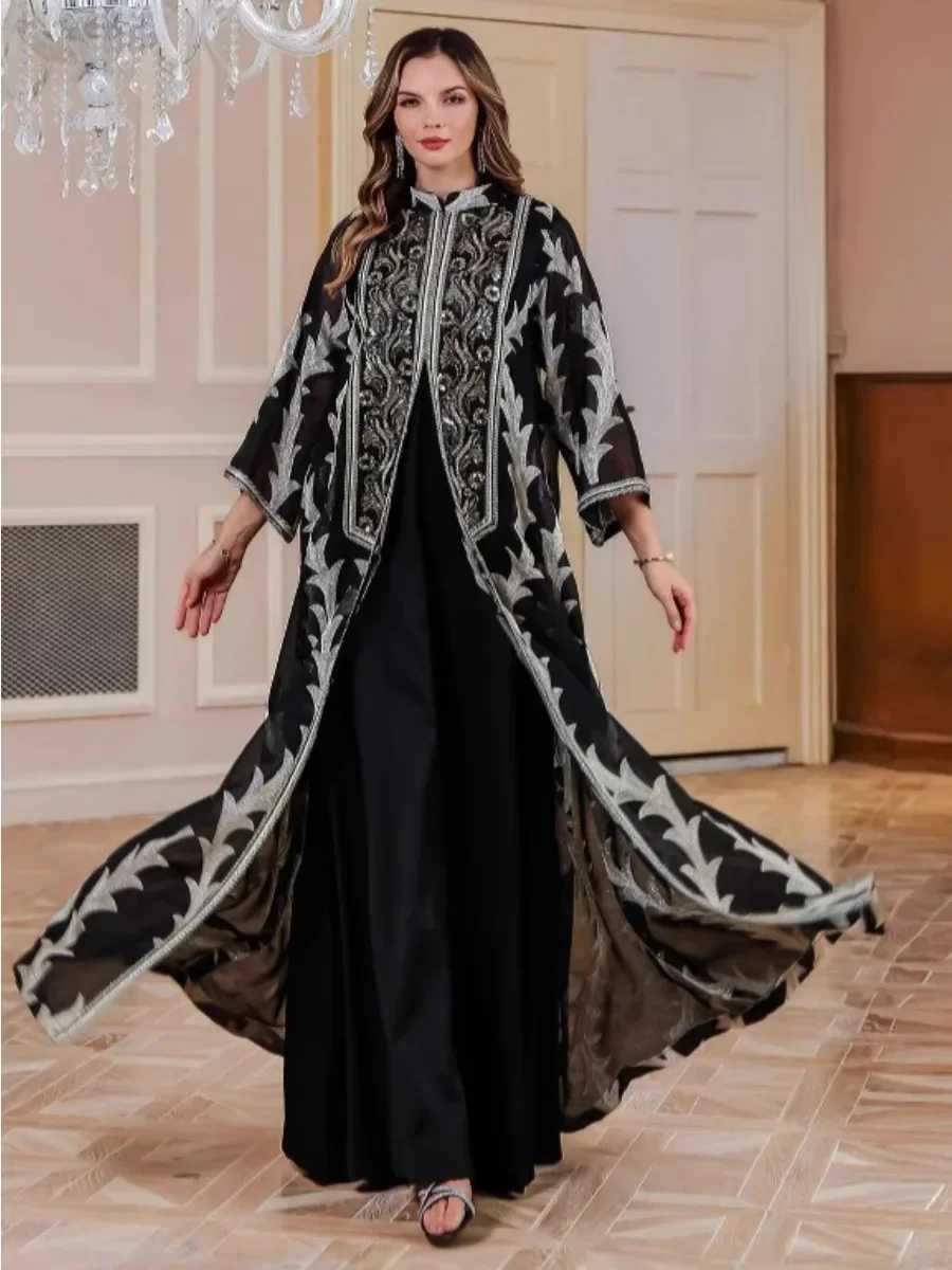 Women Party Dress Abaya Dubai Eid Muslim Mesh Embroidery Jalabiya Ramadan Dresses Morocco Kaftan Vestidos Largos Arab Long Robe W251016-image-1080241363
