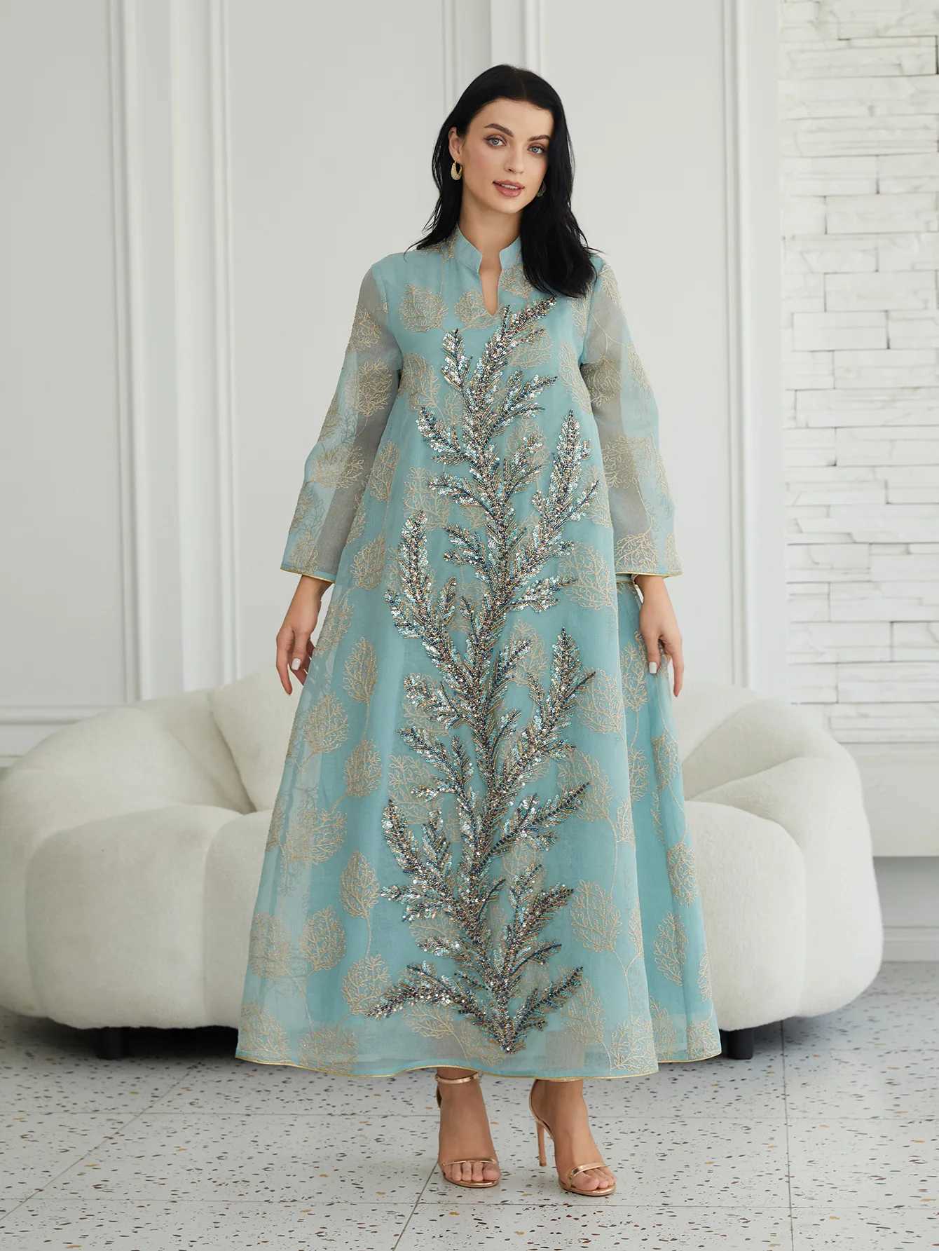 Eid Abaya Women Dress Muslim Sequins Embroidery Dubai Vestidos Largo Long Dresses Kaftan Arab Robe Party Caftan Jalabiya Ramadan W251016-image-1080240680