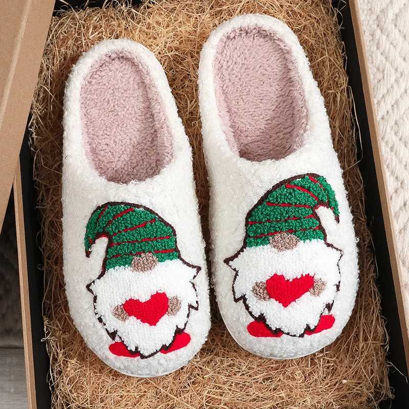 Winter Christmas Cartoon Dwarf Cotton Slippers for Women Mix Color Warm Plush Slides Woman Comfortable Non Slip House Shoes Lady T251016