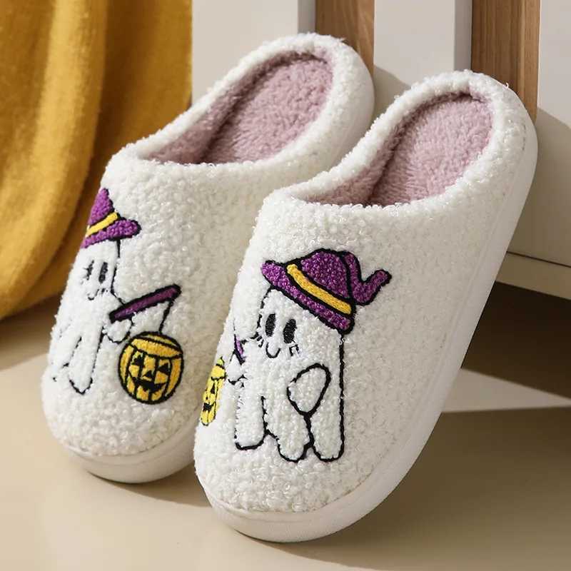 Warm Halloween Slippers Skull Headed Ghost Pumpkin Lanterns Winter Cotton Slippers Couples Indoor Cotton Slippers for Home Use T260922