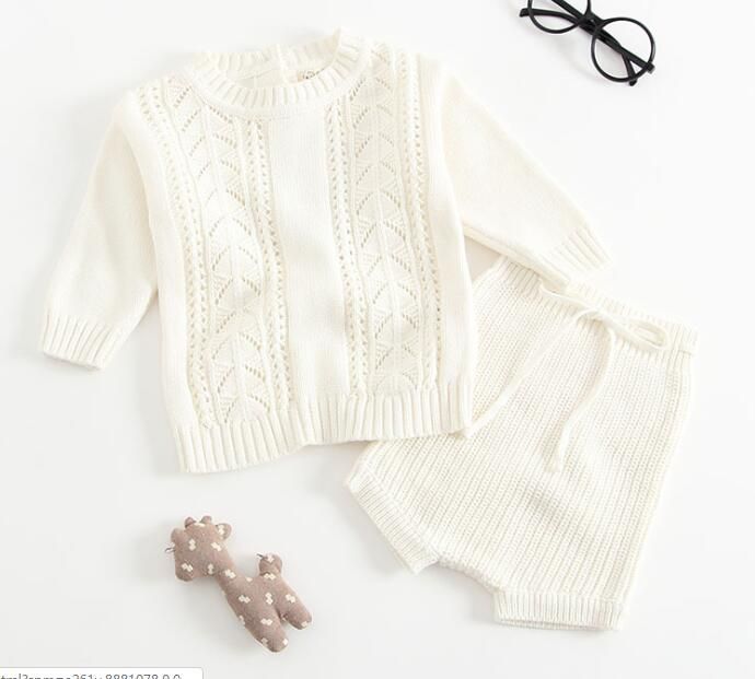 K544 Children Clohting Autumn Embroidery Flowers Set Fashion Baby Girls Clothes Long Sleeve Knit Cardigan+Romper Sets-image-1080383139