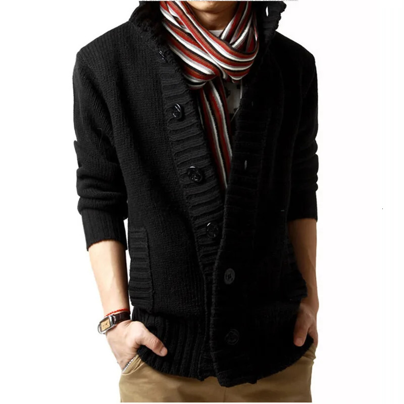 Cardigan Solid Men Single Breasted Sweater Turn Down Collar Sweaters Long Sleeve Loose Fit High Street Buttons Slight Strech 251016BJ
