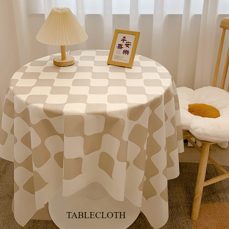 2026 Round Table Nordic Style Light Dining Table Fabric Tablecloth h-1-image-1080319347