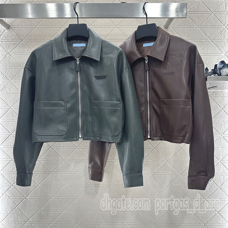 Luxury Women Pu Leather Jacket Designer Zipper Lapel Neck Coat Spring Autumn Cool Street Style Hip Hop Outerwear