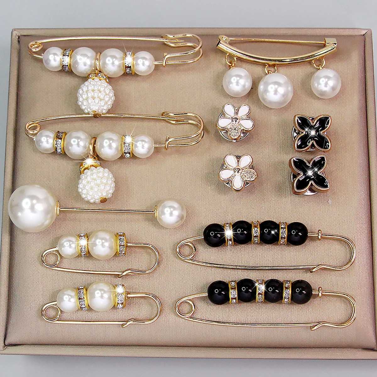AINAMEISI 12pcs Fashion Pearl Brooch Waist Cinching Adjustab Skirt Antislip Metal Pin Fixed Clothes DIY AccoriesW251018-image-1080522510