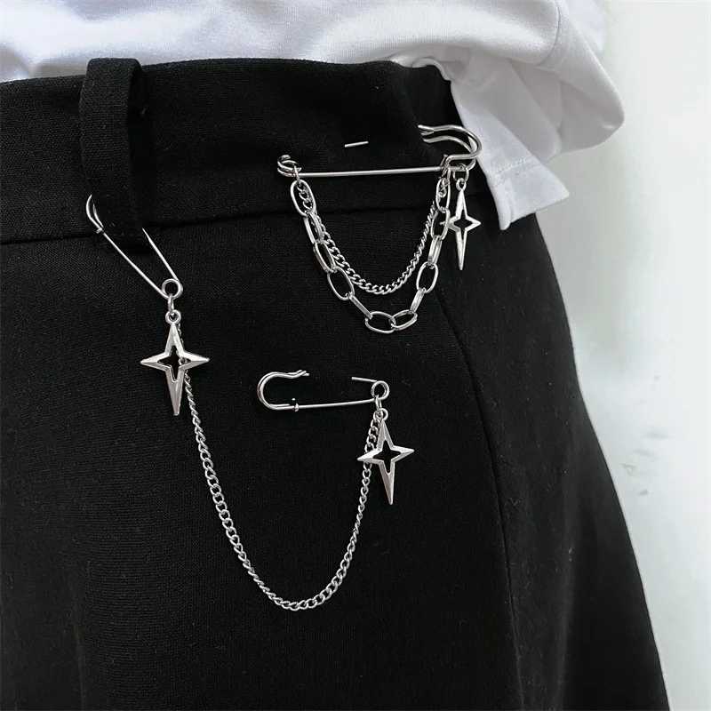 Korean Sty Metal Chain Brooch For Wen Men Suit Decoration Tassel Chain Metal Beads Pin Cloth Jewelry AccoriesW251018-image-1080522623