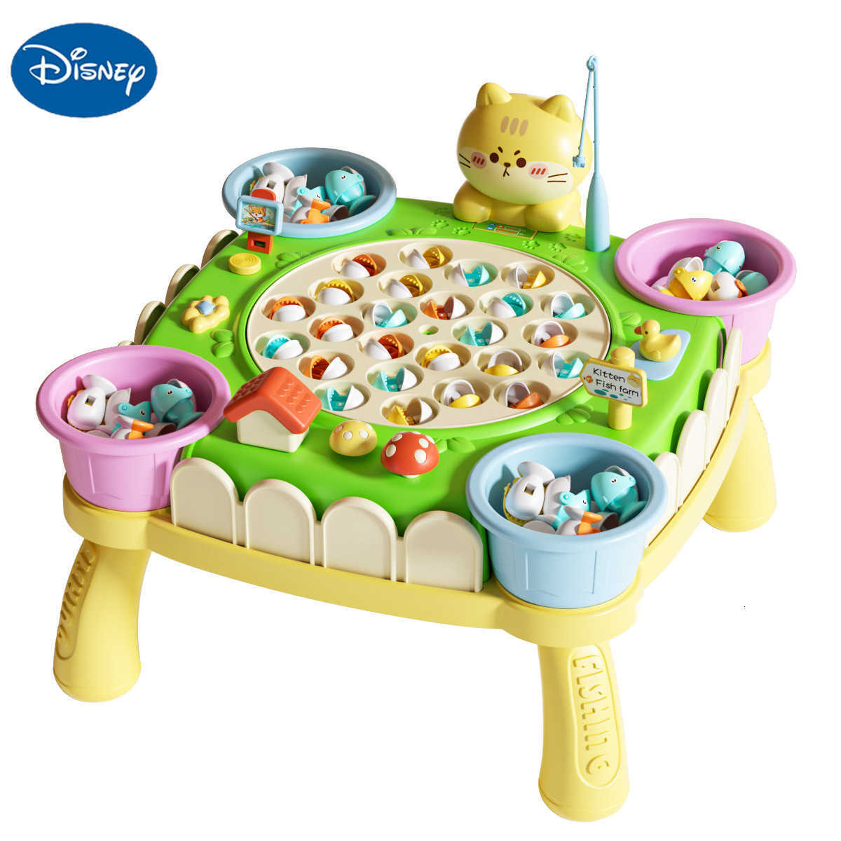 Disney Childrens Educational Early Learning Electric Magnetic Cat Fishing Table Baby Multifunctional Music Interactive Pretend Play Toy H251018-image-1080475865