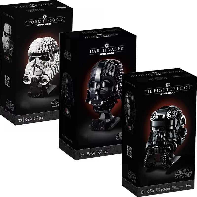 Miniso Wars Helmet Building Blocks 75276 75304 75274 Stormtrooper Vader Tie Fighter Pilot Helmet Model Toys For Kid Gift Y251018 W251212-image-1088206205