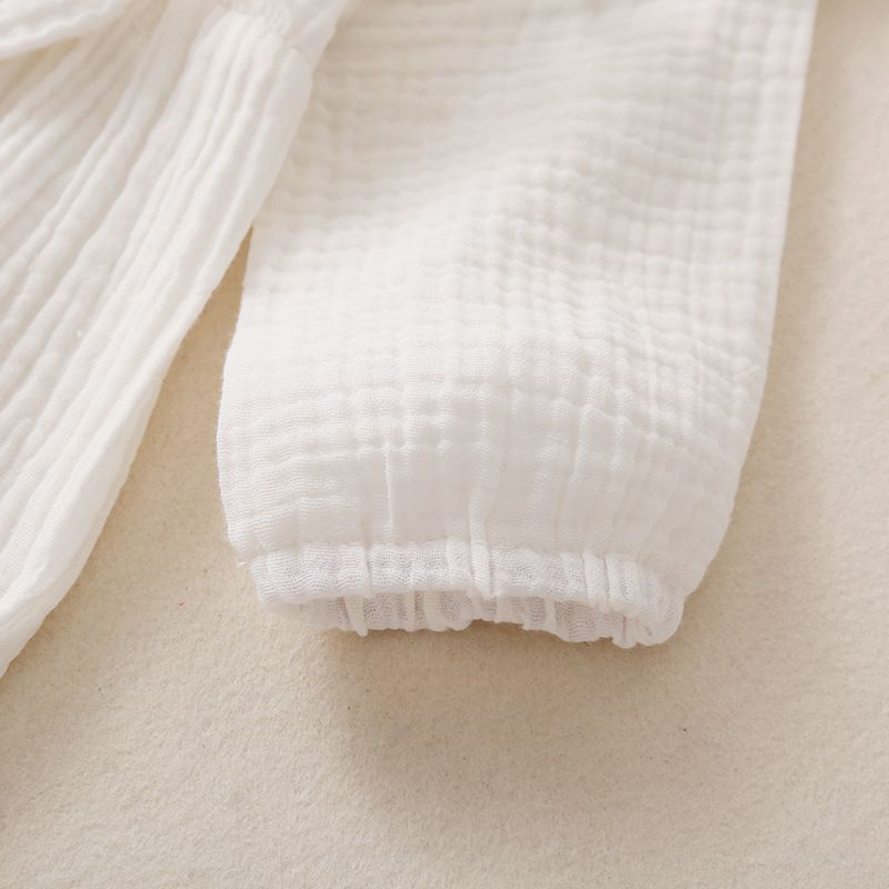 w544 Kids clothes girls boys lace sleeve Bow romper newborn infant Cotton linen Solid color Jumpsuits Spring Autumn baby Climbing clothes-image-1080532710