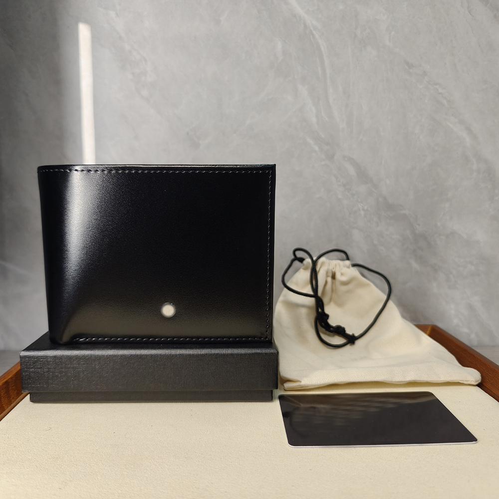 Fashion double-layer folding coin purse leather red tote bag luxury cardholder mini business card black Purse with box men's pocket wallet-image-1094039583