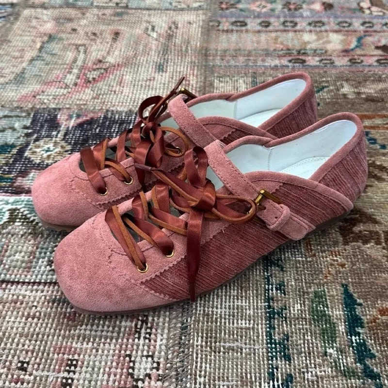 brand Laceup Ballet Flats Women Shallow Comfort Sporty Casual Female FAshion Designer Shoes Zapatos De Mujer Z251018