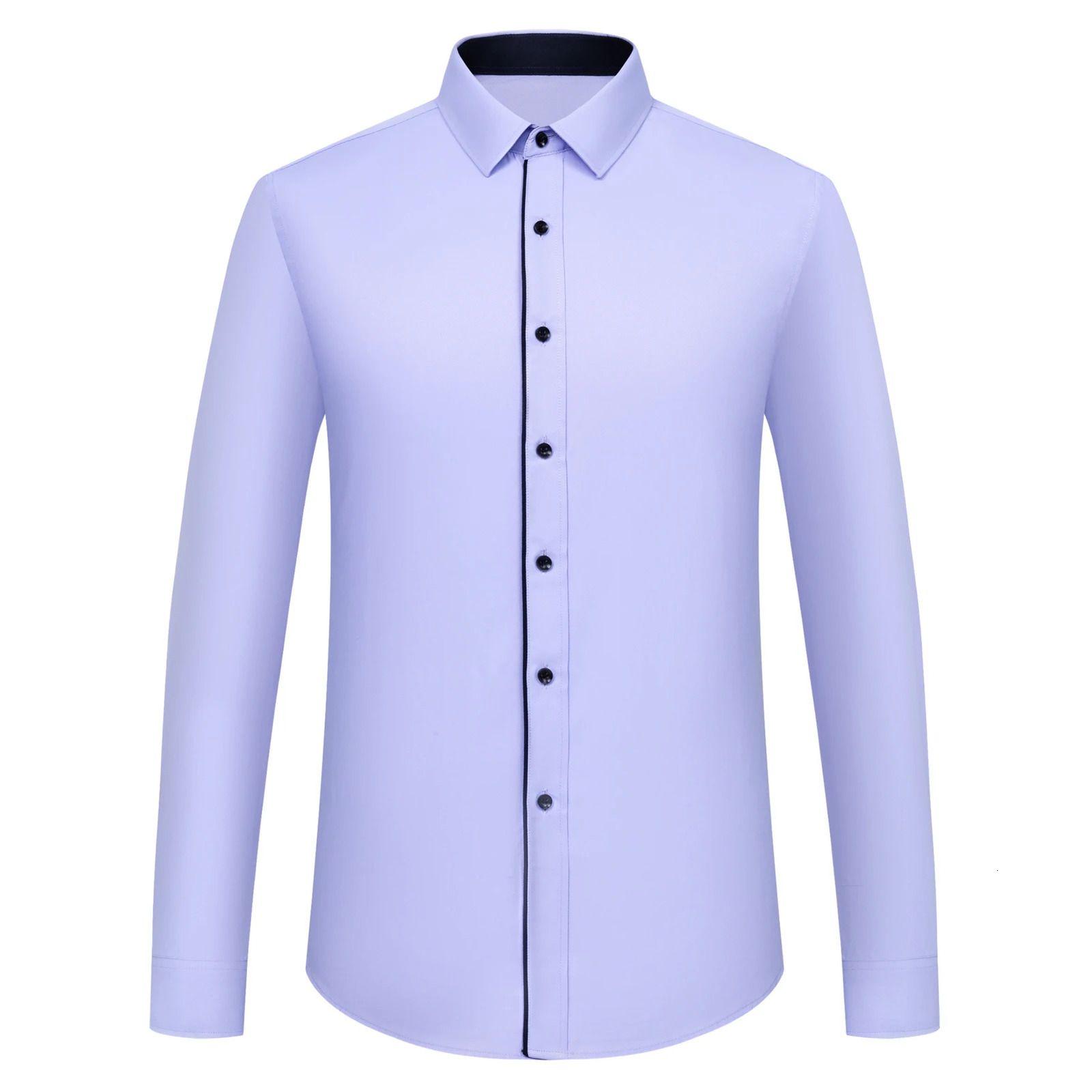 Mens Classic Contrast Stitching Front Placket Dress Shirts SemiFormal Long Sleeve Regularfit Social Business Office Shirt 251016