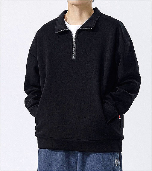 H236 Turtleneck Sweatshirt for Men Autumn and Winter Thickened Loose Trendy Solid