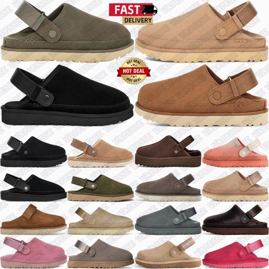Clog slippers designer Goldenstar slipper slides Leather Regen sliders slide Mustard men Seed Black sandals shoes Chestnut sandal WomenBQZd#