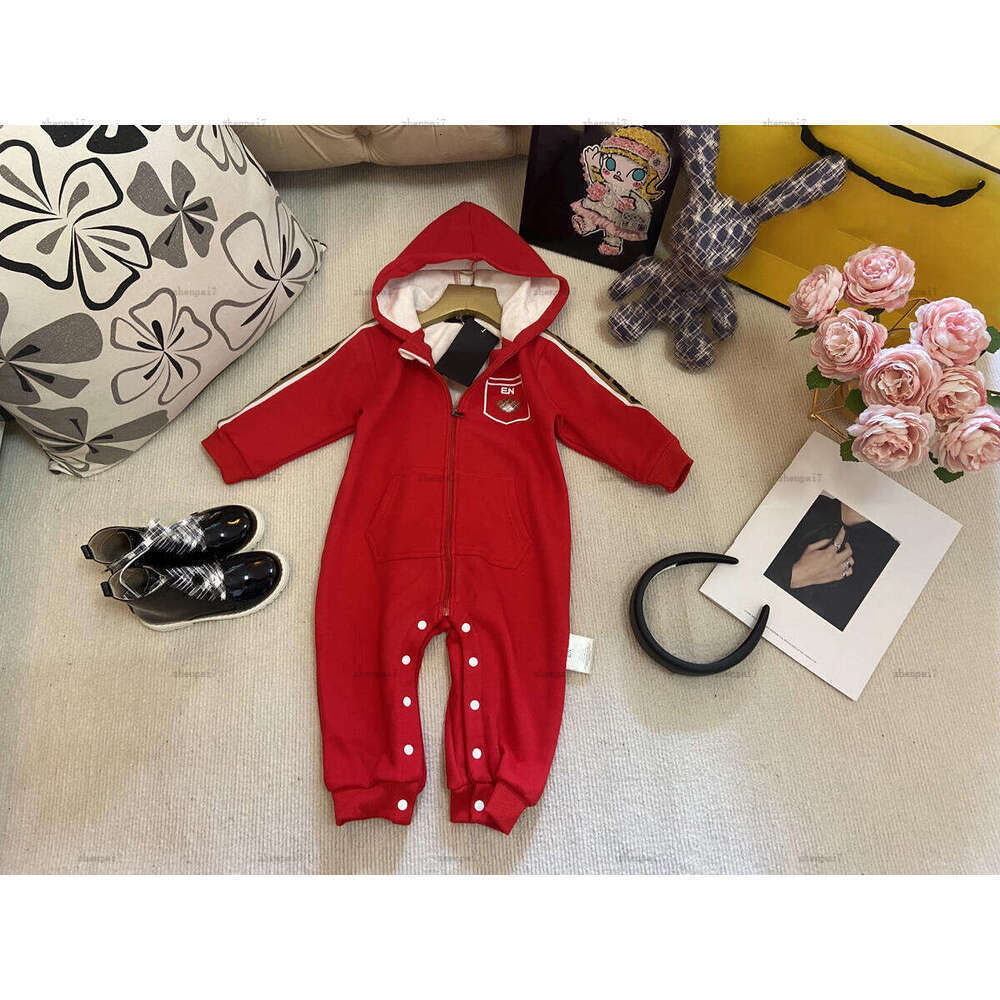 Top baby jumpsuit Hooded design infant romper designer toddler clothes Fur lining newborn bodysuit A383X11N101-image-1080441009