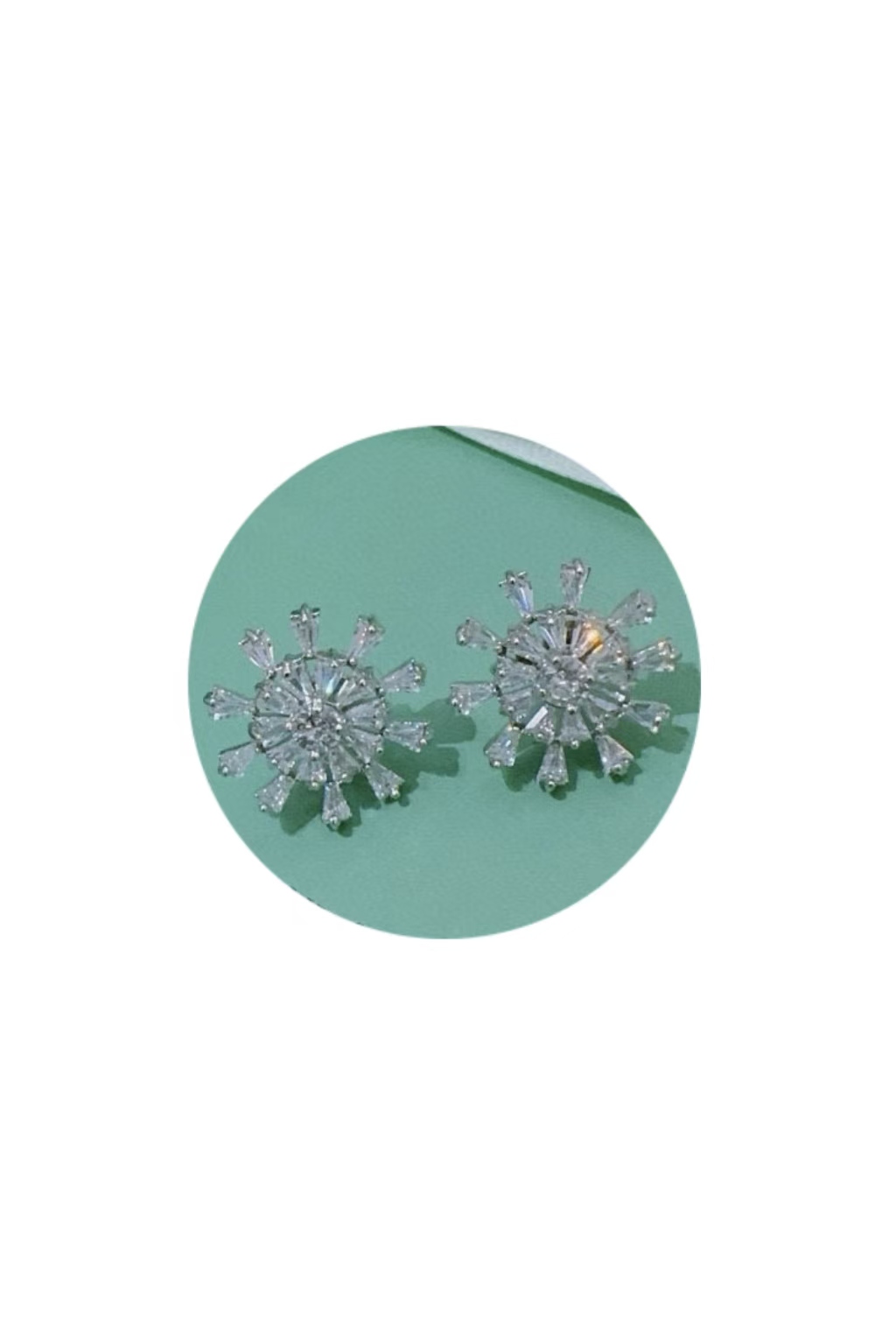 Crystal Studded Sunburst Stud Earrings-image-1080631722