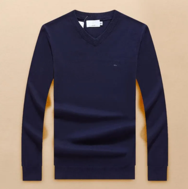 2026 fashion men's sweater crocodilesseather V-neck sweater for autumn and winter. Men's pleated sweater knitted in denim fabric. Pure