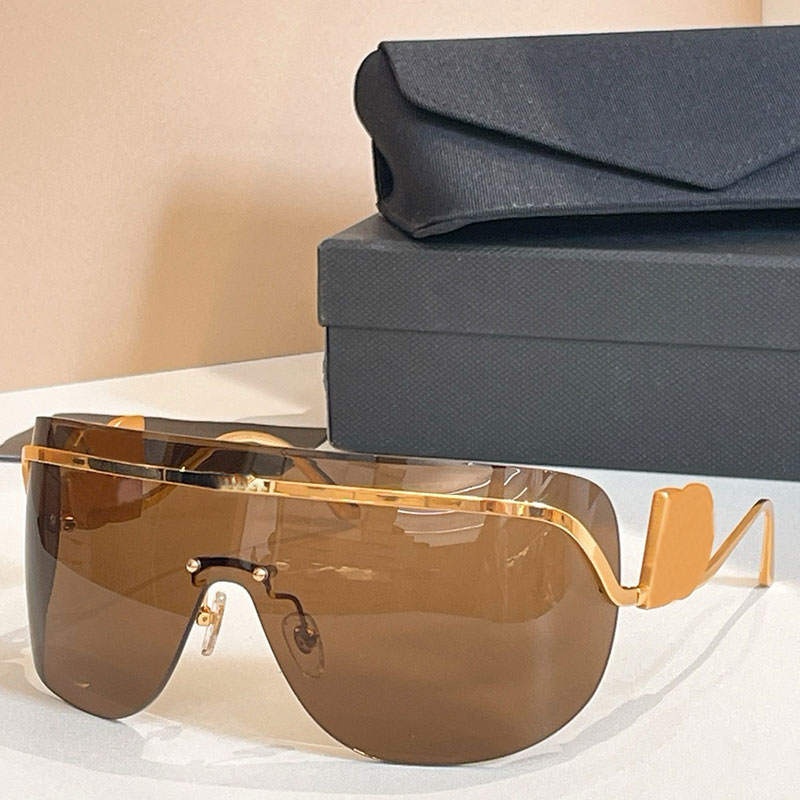 Lunettes de soleil masque facial sans cadre pour femmes Lunettes enveloppées de créateurs à la mode pour femmes 2320 Cadre en métal Décoration de