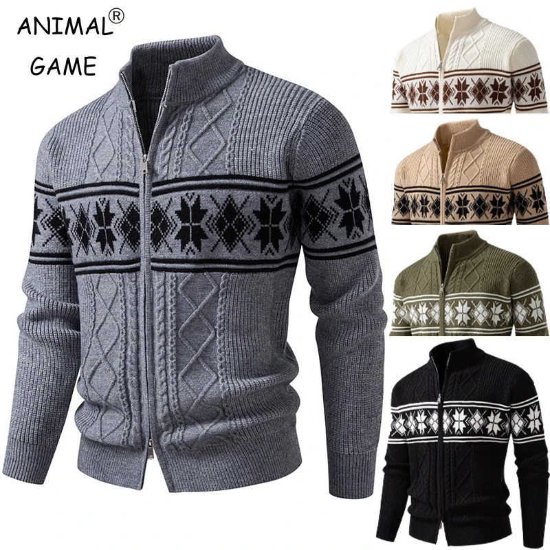 Animal Game Mens Long Hallowmas Cardigan Sweater Warm Cold Blouse Outerwear Thick Knitted Zipper Sweaters Jacket Knitwear 251016BJ