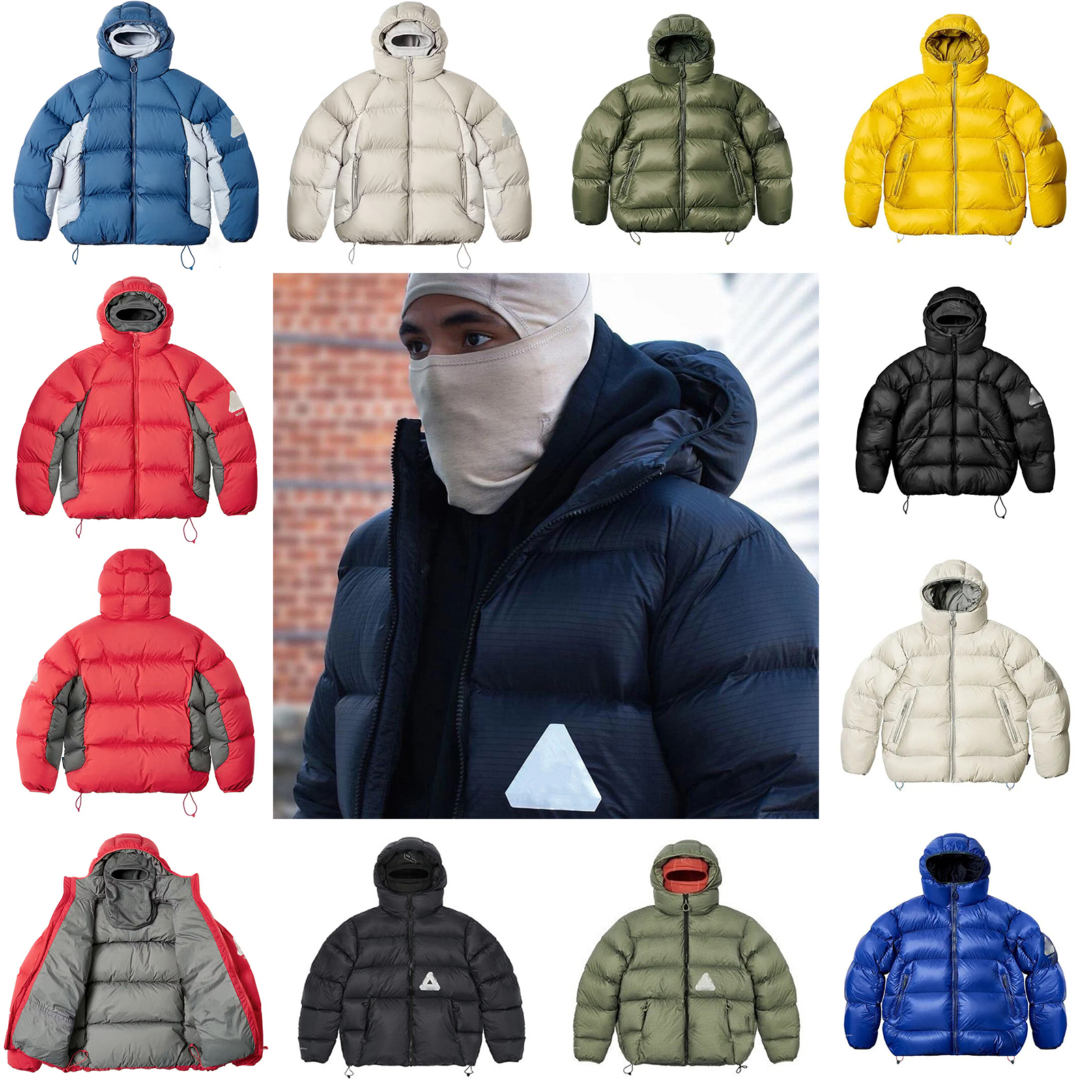Designer Mens Puffer Face Mask Hooded Down Jacket Womens Winter Thickened Warm Cotton Coat Men