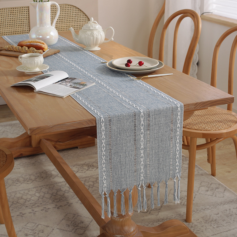 Solid color hand-woven table runner, table long strip decorative fabric TV cabinet cover manufacturer GF7801-image-1080713443