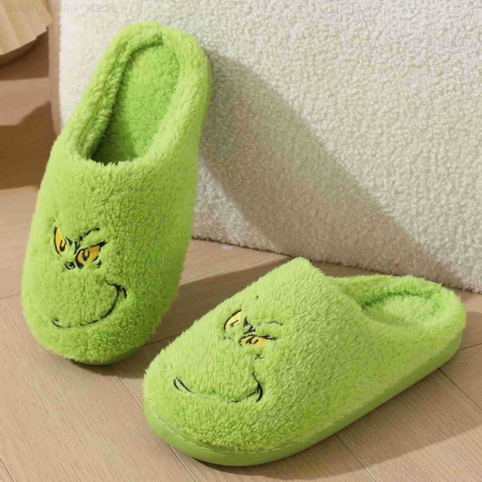 Warm Winter Cotton Slippers Couple Men And Women Soft Bottom Shoes Thick NonSlip Christmas Decorations Z251020
