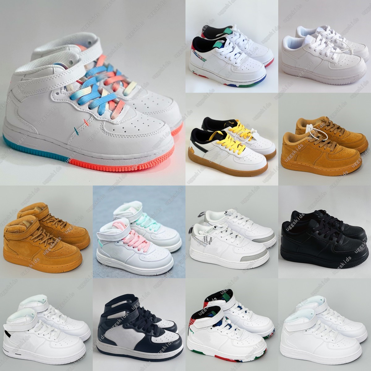 Kids designer shoes 1s Toddler Sneakers Children Skateboarding shoes BLACK white grey color Infant Boys Girls Baby Trainers 22-35-image-931154364