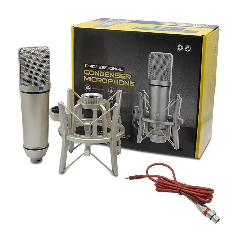 U87 capacitor microphone, live audio recording equipment, singing and live streaming equipment, sound card, 48V large diaphragm, all-metal microp-image-1060681070