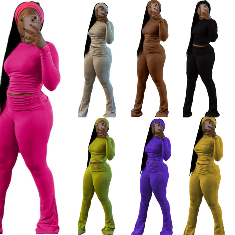 3PCS Womens Tracksuits Three Pieces Set Fashion Tight Solid Color Sexy Slim Long Sleeve And Pants Outfits With Elastic Band Headband