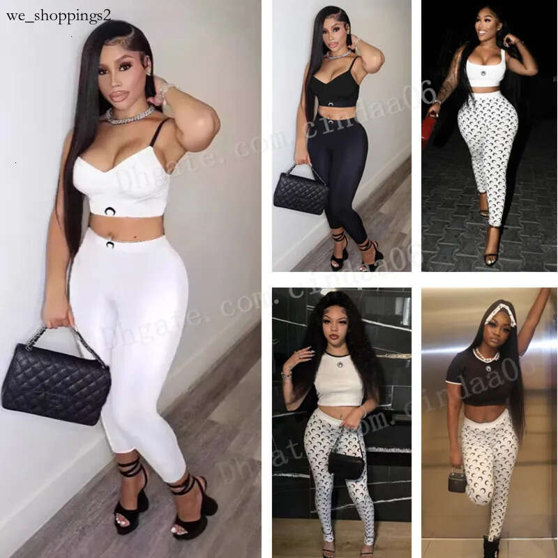 2025 New Summer Womens Designer Tracksuits Sexy Suspenders Slimming Two Piece Vest Yoga Pants Set Fashionable Print Sports Outfits 16 Colors