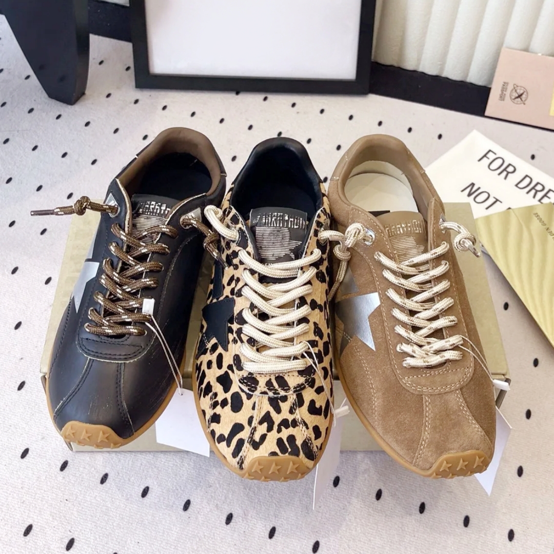 Mirror quality golden leopard print sneaker Designer shoe Luxury Womens trainer Leather Casual shoe Top Run youth star Walk shoe track sport outdoor