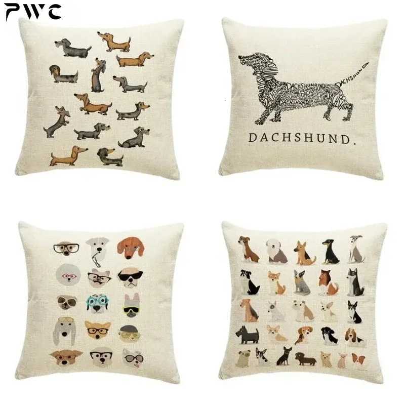 Creative Cute Dog case Decorative Animal Cushion Cover Cartoon Dachshund Throw Cover 45cmx45cm For Car Sofa Home H251021-image-1080926709