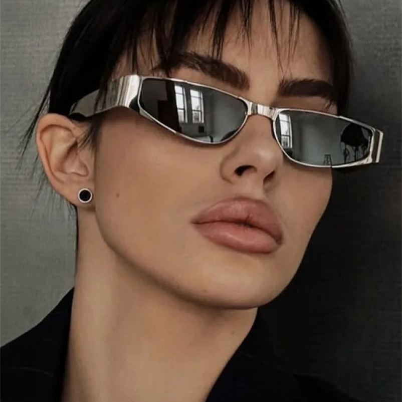 Silver Y2K Cat Eye Women Small Narrow Frame Vintage Retro Sporty Punk HipHop Style Fashion Sunglasses UV400 251016