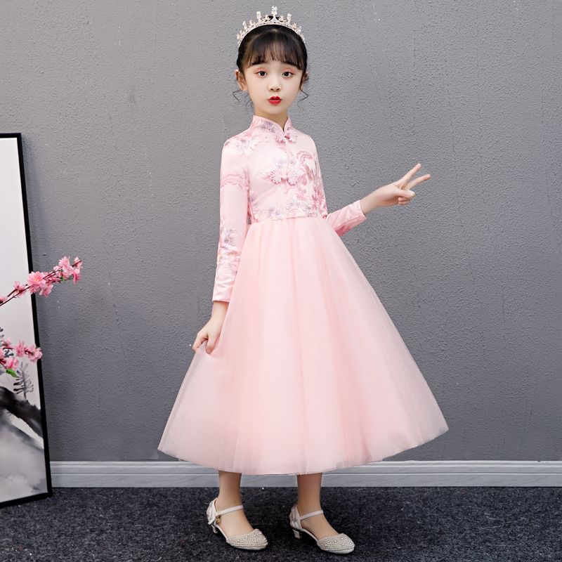 D492 Girls dress 2025 new autumn clothes little girl autumn new Chinese style skirt Western style children&#039;s princess dress spring and autum-image-1080971333