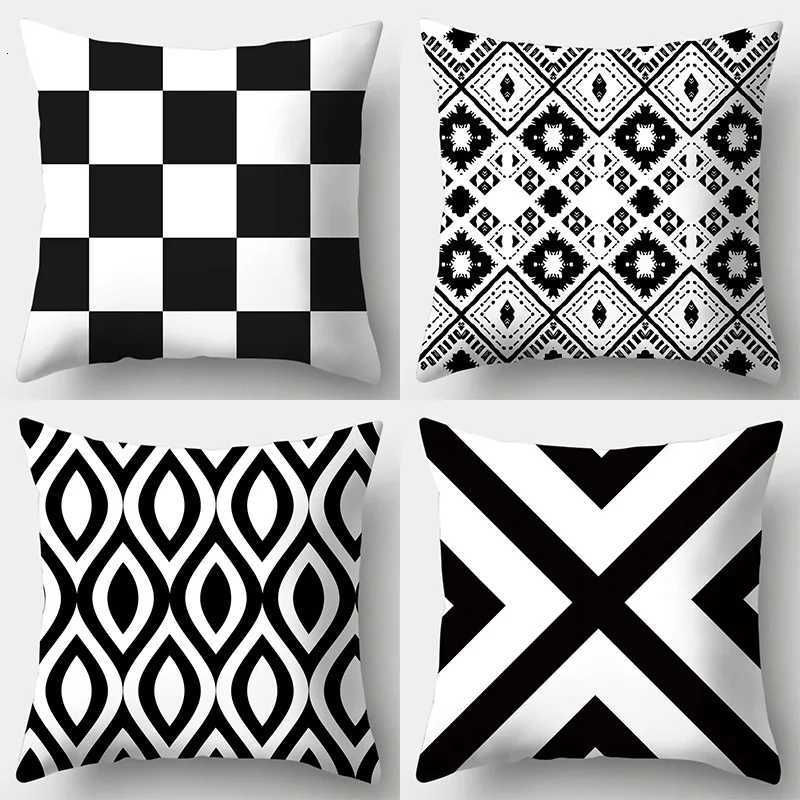 Home Decor Black and White Geometric Pattern Covers Pattern Cushion Cover Suitable for Sofa Bedroom Car Cover H251021-image-1080927248