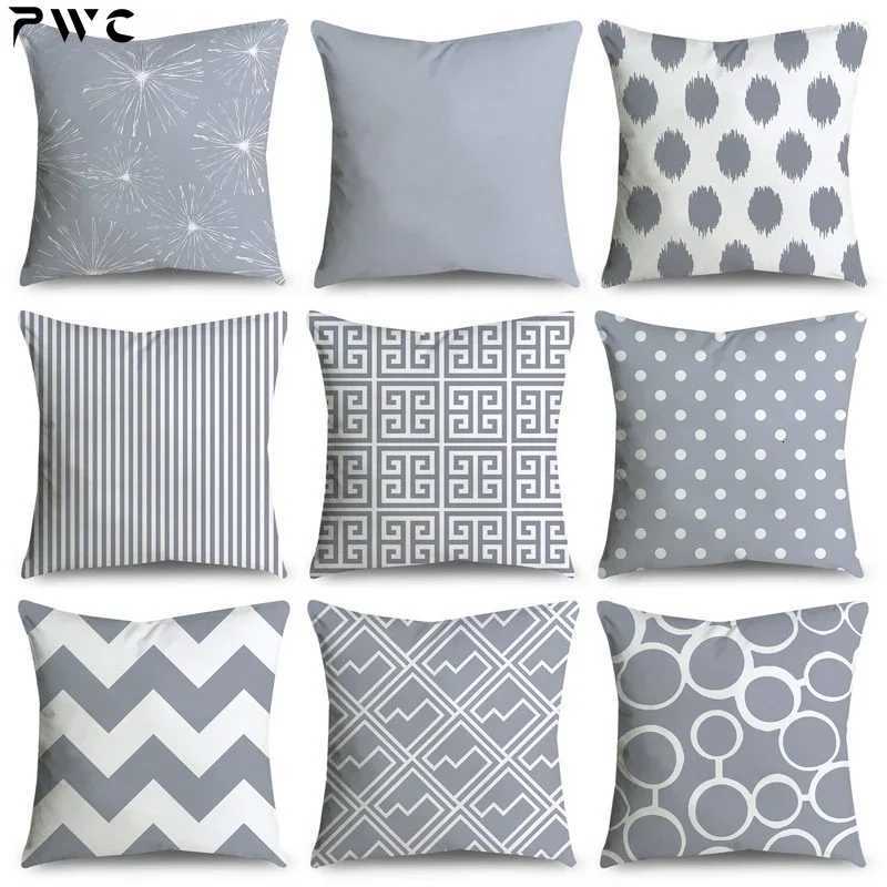 4545cm Gray Striped Geometric Cushion Cover Polyester case Cojines Decorativos Para Sofa Home Bedroom Sofa Decor H251021-image-1080927876