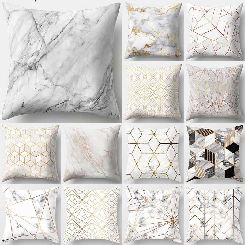Home Decor Geometric Marble Print Sofa Cushion Decorative case Polyester Square Throw funda de almohada H251021-image-1080927438