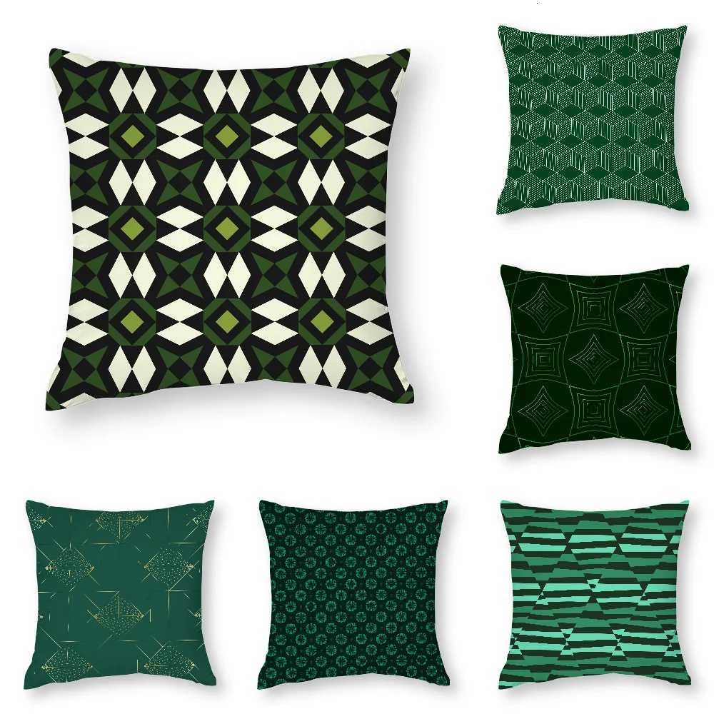 Dark Green Geometric Pattern Case 3D Print Polyester Fiber 4545 cm Home Sofa Throw Cover Decoration Festival Gift H251021-image-1080928273
