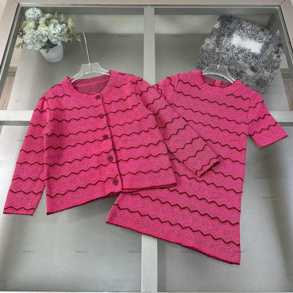 Top girls dress set Knitted two-piece set child overskirt kids designer clothes Autumn jacket and Knitted skirt A088X03N306-image-1080893684