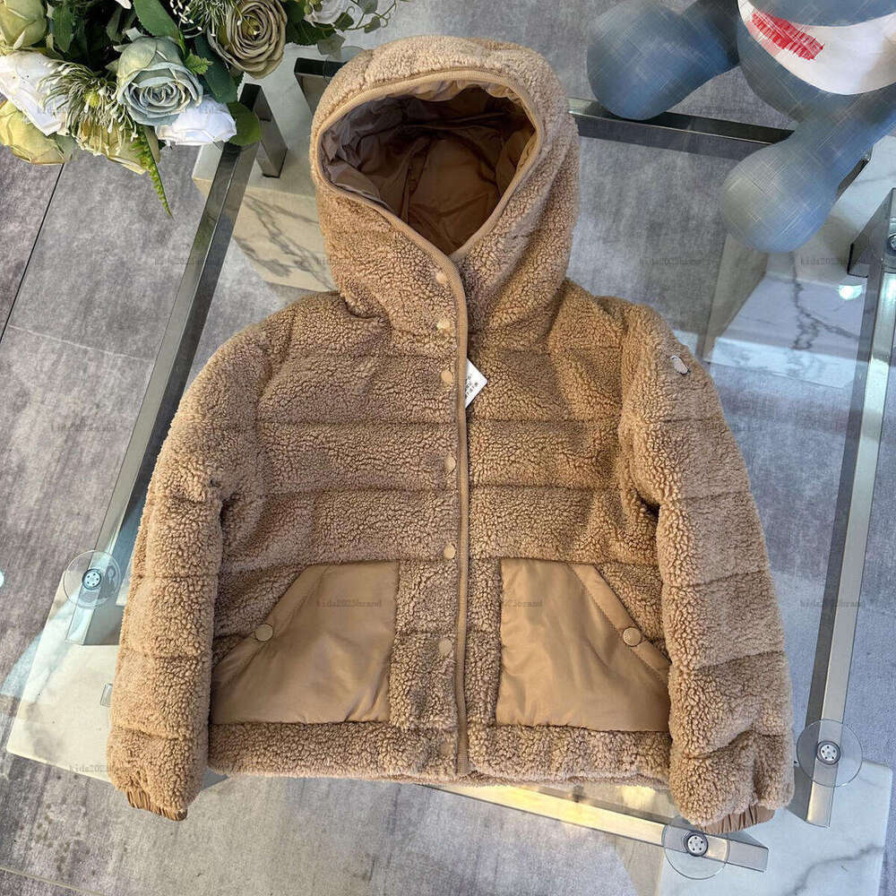 New kids down coat winter hooded baby Jackets kids designer clothes Lamb hair boys girl Outwear A978X27N228-a