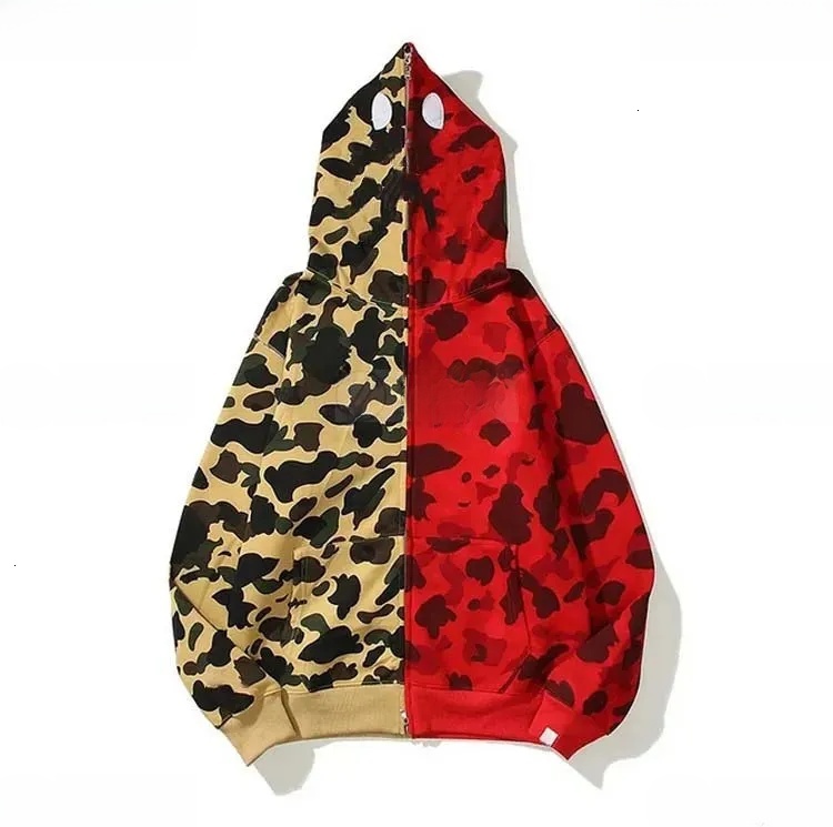 ape hoodie Designer High Quality Mens Full Zip Up Hoodie Camouflage Shark Mouth Jacket Tracksuit Men Polo Veste Coat Camo Jacket Shark Hood Jacket B